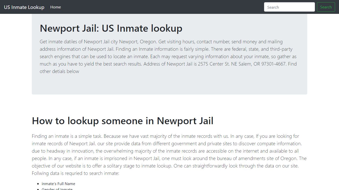 Newport Jail: US Inmate lookup